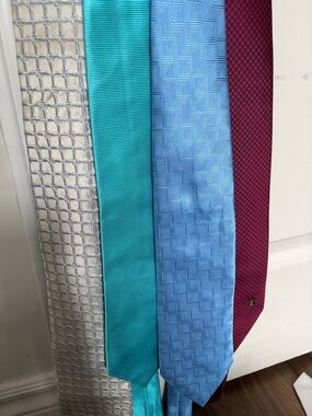 Men's Blue and Teal Silk Ties - Classic Office & Event Necktie Set